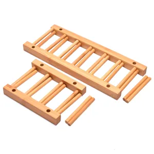 Eco-friendly natural bamboo storage rack organizer for tea cakes and kitchen plates
