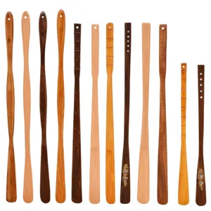 Long Handle Wooden Shoe Horn Helper For Seniors Adults Natural Wood Lazy Shoe Lifter With Hanging Hole Home Accessories