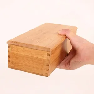 Boîte de rangement en bambou naturel avec couvercle pour couverts