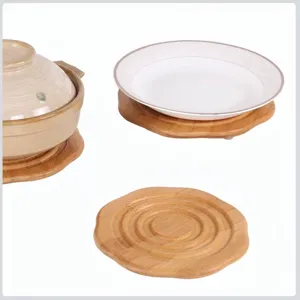 Eco-friendly bamboo heat insulation pads for kitchen dining table pot and plate protection.