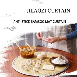 Tapete redondo de bambú para dumplings en cocina, tabla de secado natural doble cara