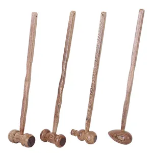 Handmade wenge wood meridian massage hammers with long handles for acupoint beating