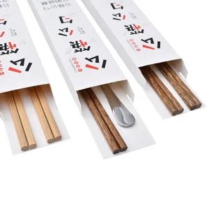 Ensemble de baguettes en bois de wengé et cuillère en acier inoxydable dans un coffret cadeau