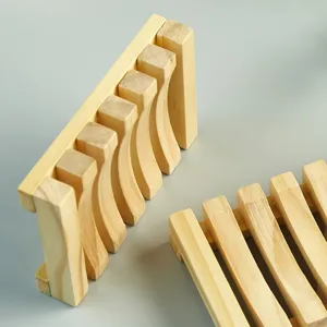 Wooden soap dish holder slatted draining soap tray for bathroom home hotel use storage rack