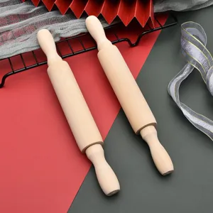 Paire de mini rouleaux à pâtisserie en bois naturel non peint pour outils de cuisine