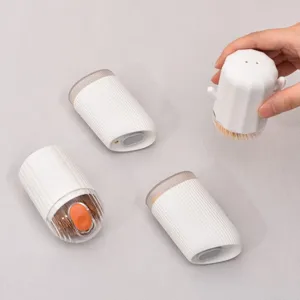 Modern white ribbed portable toothpick holder set with bamboo toothpicks for home or travel