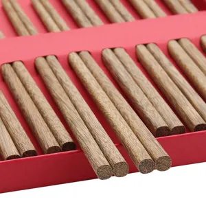 10 pairs of natural unpainted chicken wing wood chopsticks in a red gift box