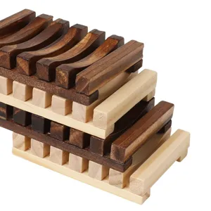 Wooden soap dish bathroom storage rack multi-layer drainage soap holder home hotel use
