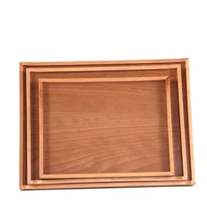 Vassoio da Portata Rettangolare Moderno in Legno di Faggio Venatura Naturale Piatto Frutta Decorativo Minimalista per Cucina Hotel Casa Vassoio in Legno