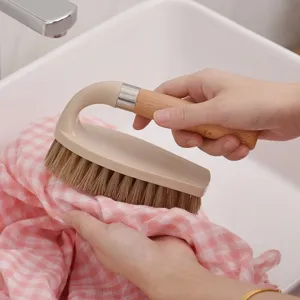Premium wooden handle laundry cleaning brush for versatile shoe and clothes washing tasks
