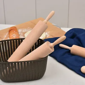 Ensemble de rouleaux à pâtisserie en hêtre naturel pour pâte et cuisson avec poignées ergonomiques