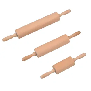 Ensemble de trois rouleaux à pâtisserie en bois de hêtre avec poignées ergonomiques