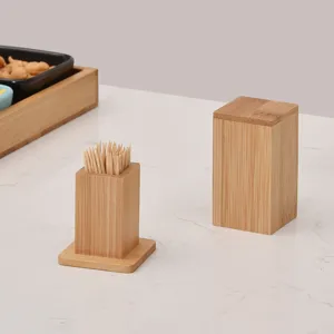 Palillero Creativo de Madera de Bambú Caja Dispensadora de Palillos con Veta de Madera Natural para Decoración de Mesa de Hogar Hotel Restaurante