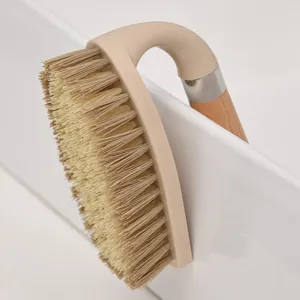 Premium multipurpose wooden cleaning brush with hanging hook handle for laundry and shoes