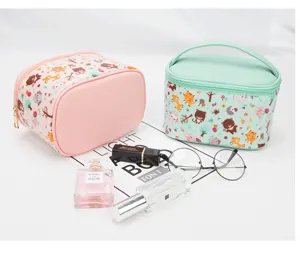 Wasserdichte PU Kosmetiktasche mit niedlichem Tier-Muster große Kapazität Reise Make-up Koffer