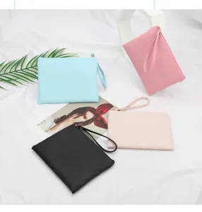 Waterproof PU leather cosmetic pouches in various colors with convenient wrist straps