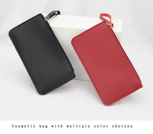 Borse cosmetiche minimaliste in pelle PU impermeabile in colori nero e rosso classico