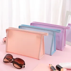 Waterproof PVC Makeup Bag Portable Travel Cosmetic Organizer Frosted Transparent Wash Bag For Women Ins Style Storage Bag