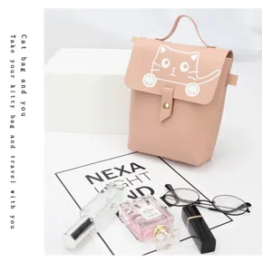 Borsa a mano rosa in pelle PU con stampa gatto e accessori lifestyle alla moda