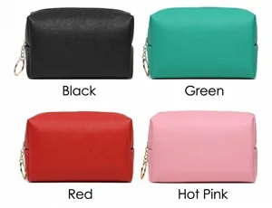 Selection of colorful waterproof PU portable square cosmetic wash bags for travel