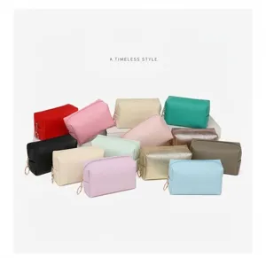Assorted colorful PU leather square makeup bags for travel toiletries storage and use