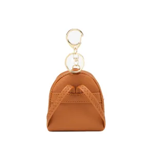 Mini portamonete carino in pelle PU marrone con portachiavi per auricolari