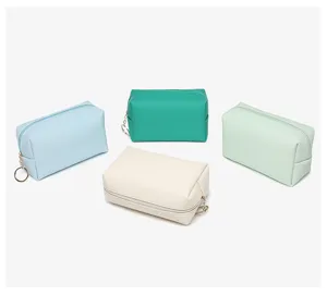 Selection of portable colorful PU leather waterproof makeup bags for travel storage