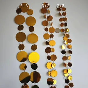 Gold mirror sequin string curtain for wedding party backdrop decoration, hanging ceiling decor.