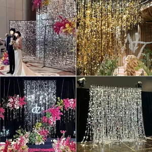 Silver gold wedding sequin curtain mirror bead string backdrop ceiling party decoration strip