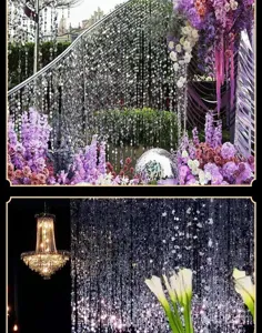 Silver wedding sequin curtain backdrop decoration, sparkling mirror wall strings for party event decor.