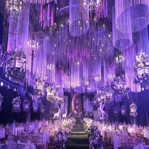 Luxury silver wire string curtain used for high-end wedding ceiling and room partition decor