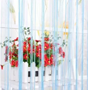Light blue romantic Korean style string curtain for door and window partition decor