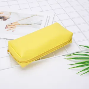 Minimalistische gelbe PU-Leder Tasche mit großer Kapazität für Kosmetikartikel