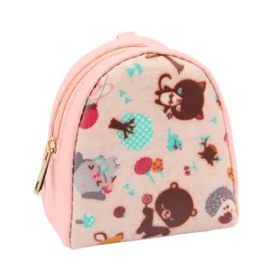 Cute cartoon animal print mini shell coin purse with gold zipper for coins
