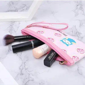 Draagbare roze make-uptas in ins-stijl met schattig uilenpatroon voor cosmetische opslag.