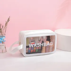 Beauty case da viaggio bianco impermeabile con grande finestra trasparente WASHBAG