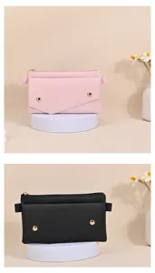 Minimalist faux leather mobile phone crossbody bags in elegant pink and black colors