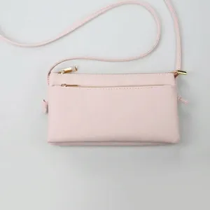 Women Simple PU Leather Crossbody Phone Bag Fashion Versatile Solid Color Zipper Small Messenger Bag For Student Daily Use