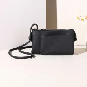 Women Minimalist PU Leather Crossbody Square Bag Solid Color Small Shoulder Bag For Student Daily Versatile Mini Purse