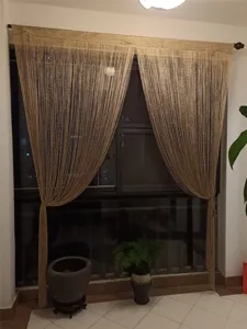Eleganter goldener Glitzer Fadenvorhang für Türen oder Trennwände, Größe 1x2 Meter