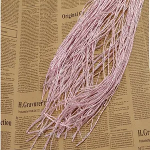Detail of pink metallic glitter string curtain for door and window decorative tassels