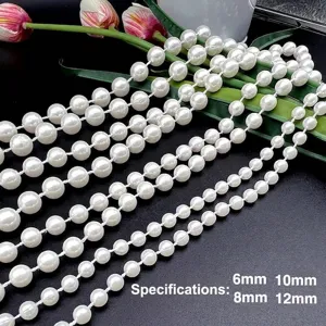 Artificial Pearl Bead Chain ABS Plastic White Creamy Garland Strand For Wedding Party Decoration DIY Jewelry Findings Handmade Accessories