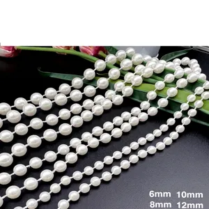 White faux pearl string beads for wedding decor and DIY jewelry making accessories