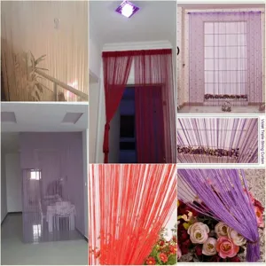 Detailed views of 3x3m Korean style string curtains used as romantic room dividers.