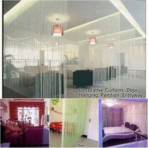 Korean style solid color string curtain for door window partition and home decoration