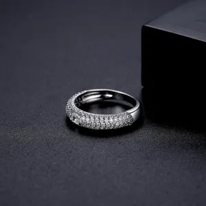 Elegant silver-toned ring featuring a micro-pave cubic zirconia full diamond design