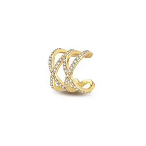 Koreanischer Mode Doppelter Twist Ear Cuff Kupfer Strass Geometrische Clip-on Ohrringe Für Damen Ohne Piercing Ohrknorpel Schmuck