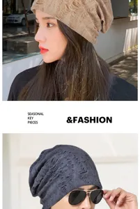 Detailed view showing the distressed texture of lightweight slouchy beanie hats