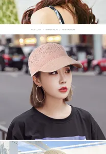 Cappello da baseball in maglia traforata rosa da donna con design in mesh traspirante