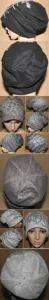 Verschiedene Ansichten von Hip-Hop-Graffiti-Beanies in Schwarz und Grau